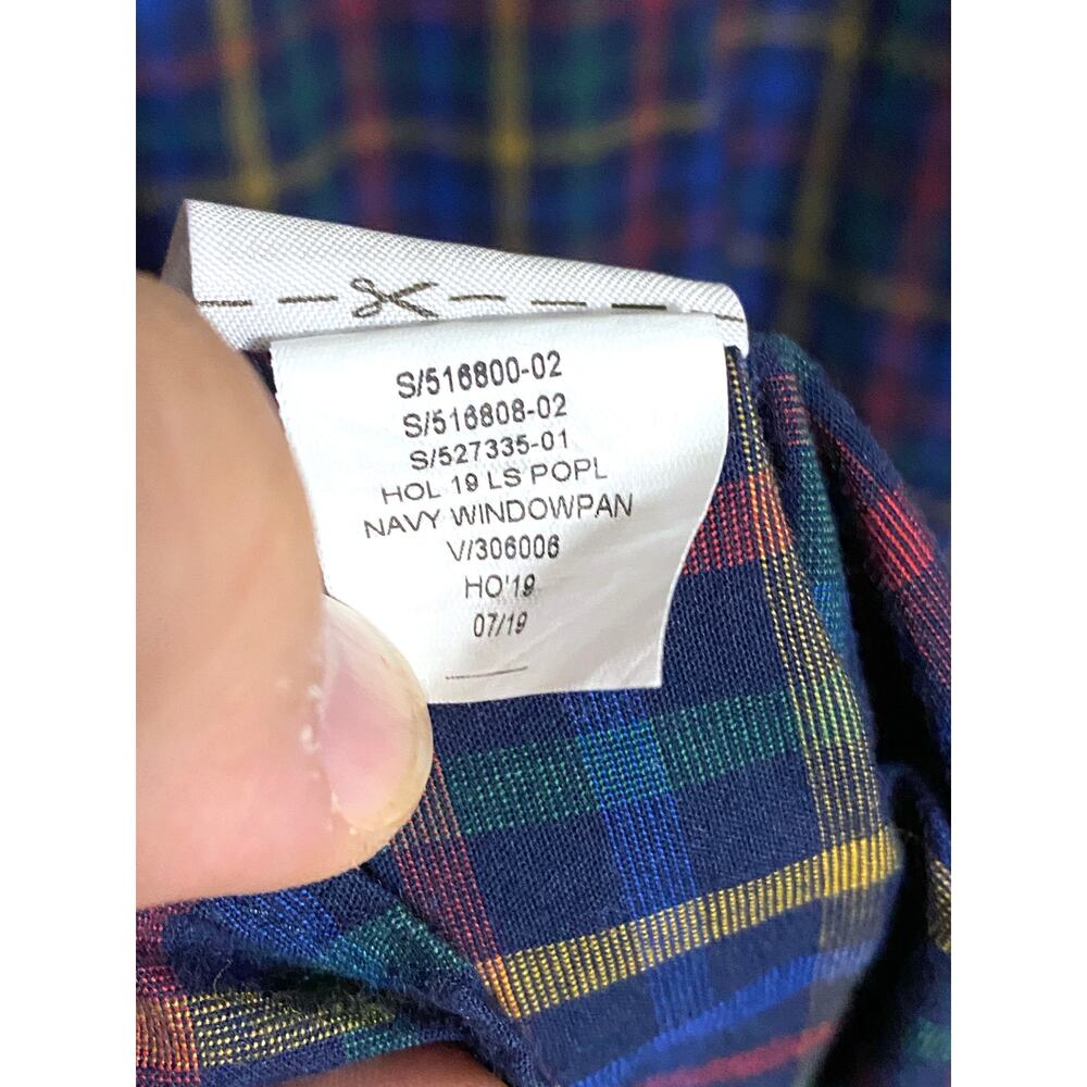 Gap Slim Fit Button Down Plaid Primary Colors Navy Windowpane Mens Large L - Picture 7 of 7